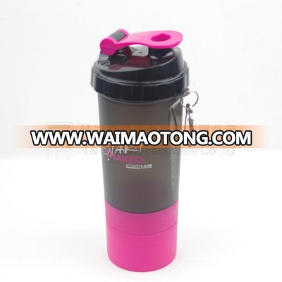 600ml BPA Free Plastic Protein ShakerBottle with Pill Box & Powder Compartment