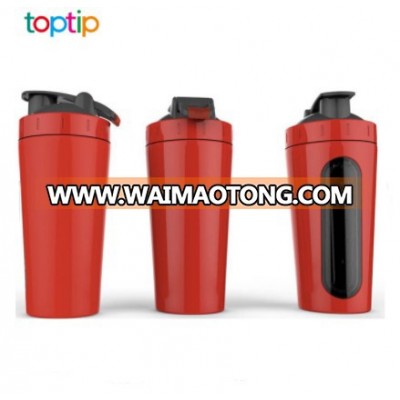 Single Wall 304 Stainless Steel Gym Protein Shaker Bottle/ With Window Shaker