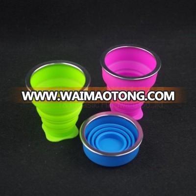 120ml eco friendly portable silicone water cup joyshak,latest drinking bottle joyshak with handle