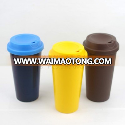 15oz Coffee mug with silicone lid,custom promotional travel cup heat-resist