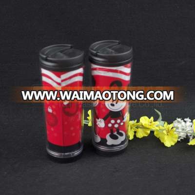 350ml Personalized plastic cups wholesale paper insert branded kids hard plastic cups